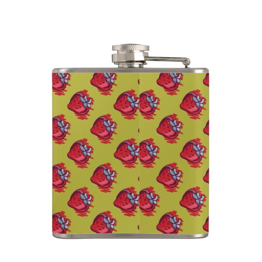 Fruchtmuster Erdbeeren auf Gold für Ihm Flachmann (Rückseite)