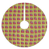 Fruchtmuster Erdbeeren auf Gold Party Stuff Polyester Weihnachtsbaumdecke (Vorderseite)