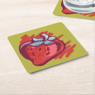 Fruchtmuster Erdbeeren auf Gold Party Stuff Rechteckiger Pappuntersetzer