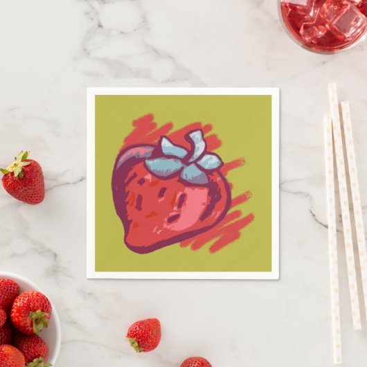 Fruchtmuster Erdbeeren auf Gold Party Stuff Serviette (Beispiel)