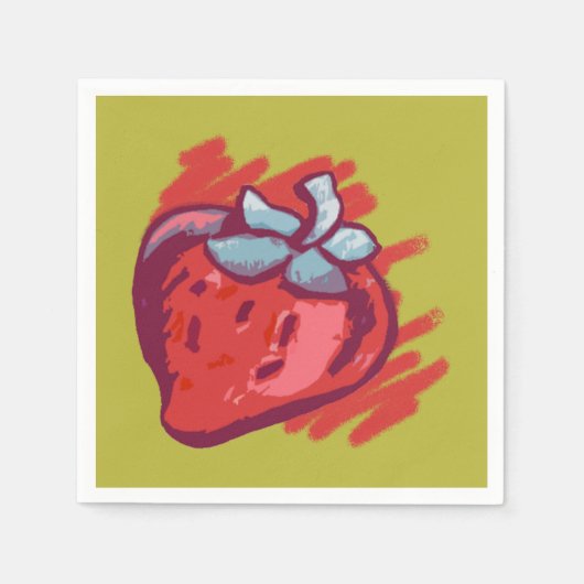 Fruchtmuster Erdbeeren auf Gold Party Stuff Serviette (Vorderseite)