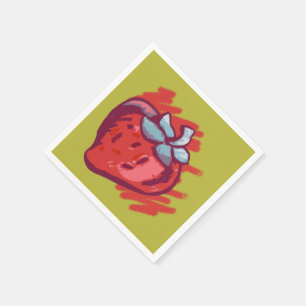 Fruchtmuster Erdbeeren auf Gold Party Stuff Serviette