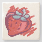 Fruchtmuster Erdbeeren auf Gold Party Stuff Steinuntersetzer (Vorderseite)