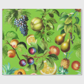 Fruchtmuster im grünen Hintergrund Geschenkpapier (Flach)