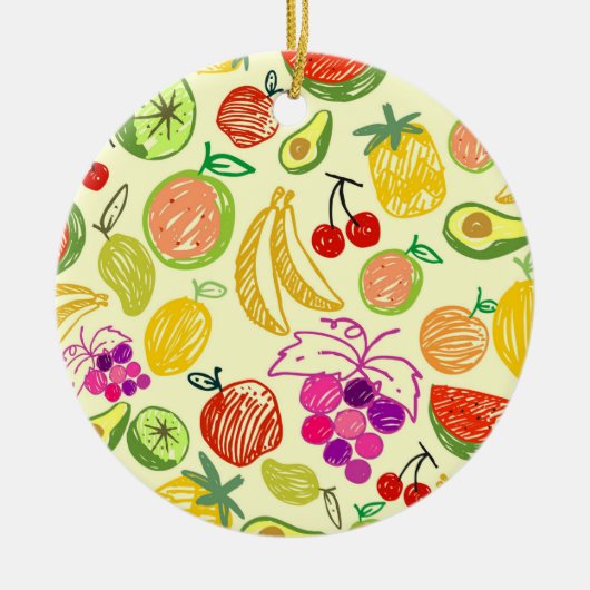 Fruchtmuster Keramik Ornament (Vorne)