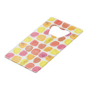 Fruchtmuster Kreditkarten Flaschenöffner (Rückseite Schrägansicht)