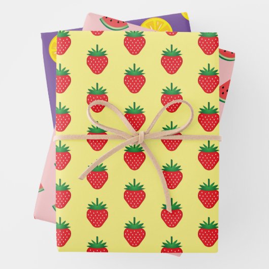 Fruchtmuster Lemon Berry Melon Wrapping Paper Geschenkpapier Set (Beispiel)