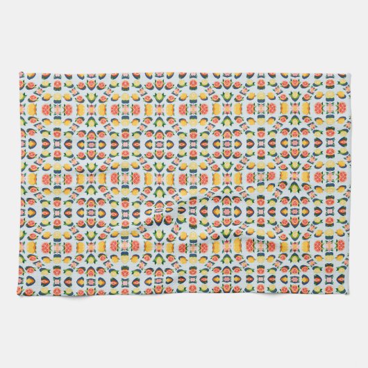 Fruchtmuster mit Zitronen, Grapefruits und Blumen Geschirrtuch (Horizontal)
