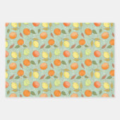 Fruchtmuster mit Zitronen, Orangen Geschenkpapier Set (Vorderseite)