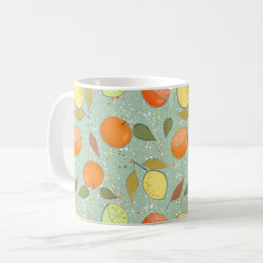 Fruchtmuster mit Zitronen, Orangen Kaffeetasse (Vorderseite Links)