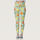 Fruchtmuster mit Zitronen, Orangen Leggings (Vorderseite)
