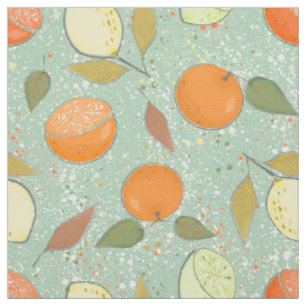 Fruchtmuster mit Zitronen, Orangen, Limon Stoff