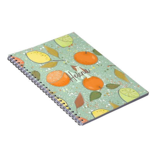 Fruchtmuster mit Zitronen, Orangen Notizblock (Rechte Seite)