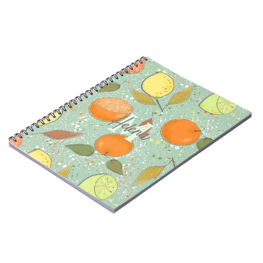 Fruchtmuster mit Zitronen, Orangen Notizblock (Linke Seite)