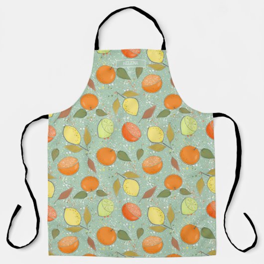 Fruchtmuster mit Zitronen, Orangen Schürze (Vorderseite)