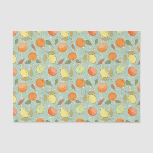 Fruchtmuster mit Zitronen, Orangen Seidenpapier (Vorderseite)