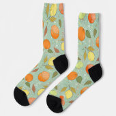 Fruchtmuster mit Zitronen, Orangen Socken (Linkes Detail)