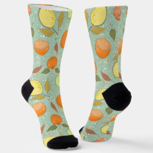 Fruchtmuster mit Zitronen, Orangen Socken