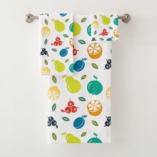 Fruchtmuster, Pflaume, Orange, Zitrone, Birne, Apf Badhandtuch Set (Insitu)