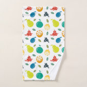 Fruchtmuster, Pflaume, Orange, Zitrone, Birne, Apf Badhandtuch Set (Handtuch)