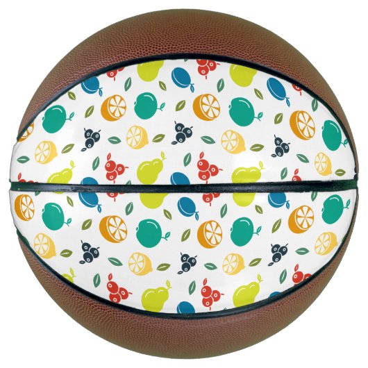 Fruchtmuster, Pflaume, Orange, Zitrone, Birne, Apf Basketball (Vorderseite)