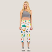 Fruchtmuster, Pflaume, Orange, Zitrone, Birne, Apf Capri Leggings (Vorderseite)