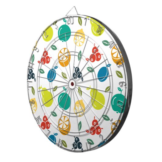 Fruchtmuster, Pflaume, Orange, Zitrone, Birne, Apf Dartscheibe (Vorderseite rechts)