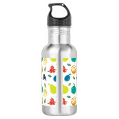 Fruchtmuster, Pflaume, Orange, Zitrone, Birne, Apf Edelstahlflasche (Rückseite)