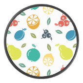 Fruchtmuster, Pflaume, Orange, Zitrone, Birne, Apf Eishockey Puck (Vorderseite)