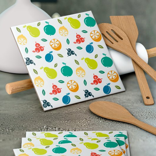 Fruchtmuster, Pflaume, Orange, Zitrone, Birne, Apf Fliese