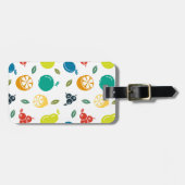 Fruchtmuster, Pflaume, Orange, Zitrone, Birne, Apf Gepäckanhänger (Vorderseite horizontal)