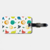 Fruchtmuster, Pflaume, Orange, Zitrone, Birne, Apf Gepäckanhänger (Rückseite horizontal)