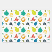 Fruchtmuster, Pflaume, Orange, Zitrone, Birne, Apf Geschenkpapier Set (Vorderseite)