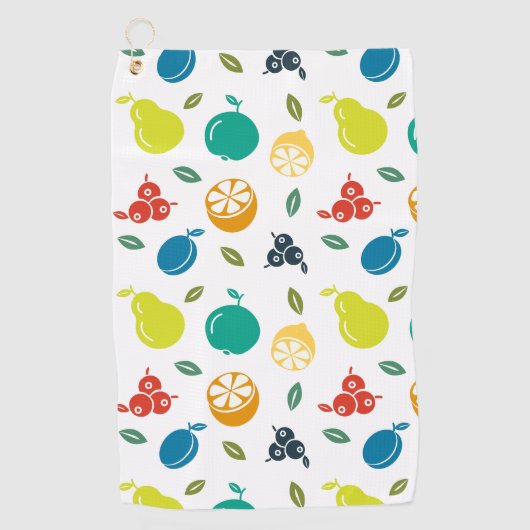 Fruchtmuster, Pflaume, Orange, Zitrone, Birne, Apf Golfhandtuch (Vorderseite)