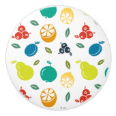 Fruchtmuster, Pflaume, Orange, Zitrone, Birne, Apf Keramikknauf (Vorderseite)