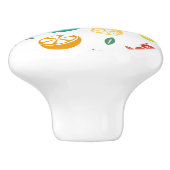 Fruchtmuster, Pflaume, Orange, Zitrone, Birne, Apf Keramikknauf (Seitenansicht)