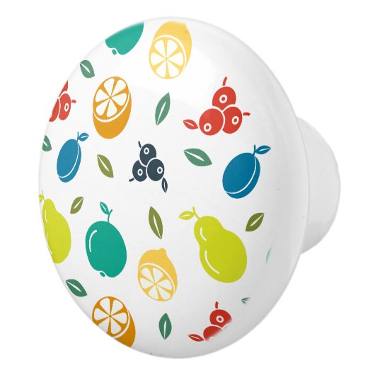 Fruchtmuster, Pflaume, Orange, Zitrone, Birne, Apf Keramikknauf (Rechts)