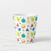 Fruchtmuster, Pflaume, Orange, Zitrone, Birne, Apf Milchtasse (Vorderseite)