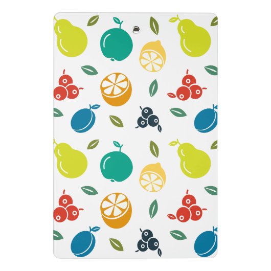 Fruchtmuster, Pflaume, Orange, Zitrone, Birne, Apf Mini Klemmbrett (Rückseite)