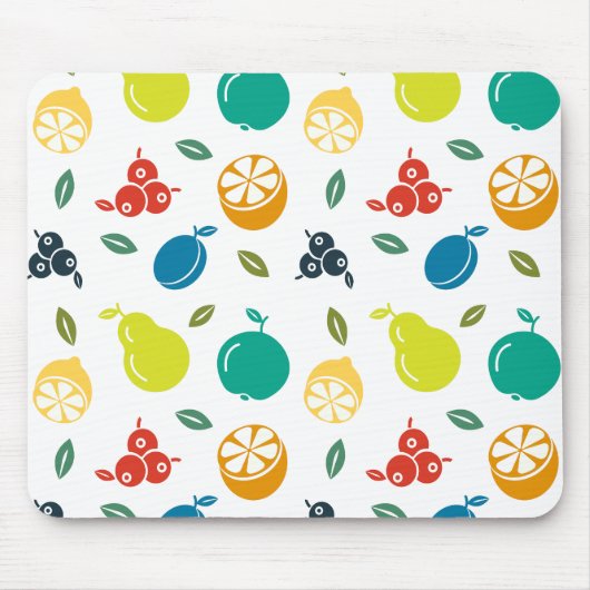 Fruchtmuster, Pflaume, Orange, Zitrone, Birne, Apf Mousepad (Vorne)