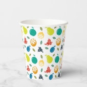 Fruchtmuster, Pflaume, Orange, Zitrone, Birne, Apf Pappbecher (Rückseite)