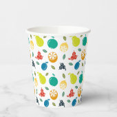 Fruchtmuster, Pflaume, Orange, Zitrone, Birne, Apf Pappbecher (Links)