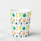 Fruchtmuster, Pflaume, Orange, Zitrone, Birne, Apf Pappbecher (Rechts)