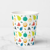 Fruchtmuster, Pflaume, Orange, Zitrone, Birne, Apf Pappbecher (Vorderseite)