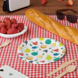 Fruchtmuster, Pflaume, Orange, Zitrone, Birne, Apf Pappteller