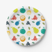 Fruchtmuster, Pflaume, Orange, Zitrone, Birne, Apf Pappteller (Vorderseite)