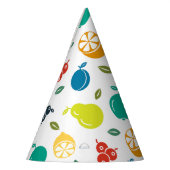 Fruchtmuster, Pflaume, Orange, Zitrone, Birne, Apf Partyhütchen (Links)