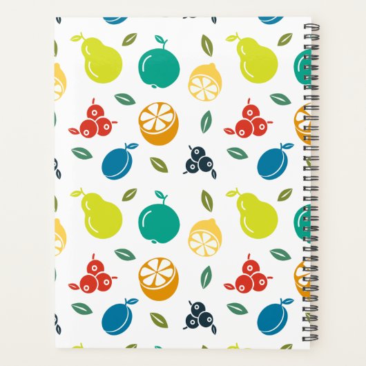 Fruchtmuster, Pflaume, Orange, Zitrone, Birne, Apf Planer (Rückseite)