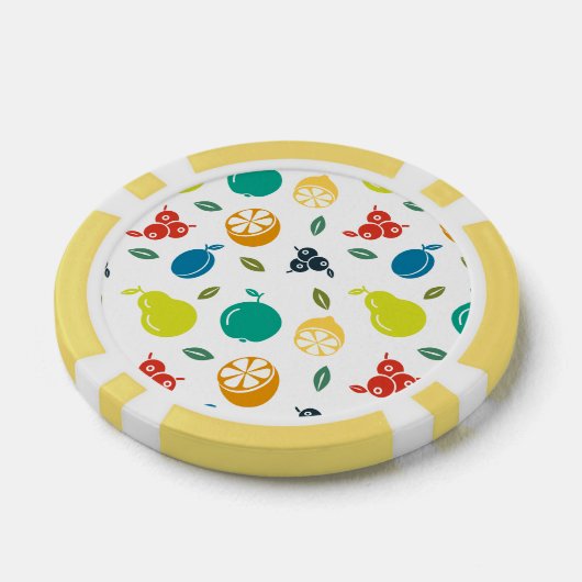 Fruchtmuster, Pflaume, Orange, Zitrone, Birne, Apf Pokerchips (Einzeln)