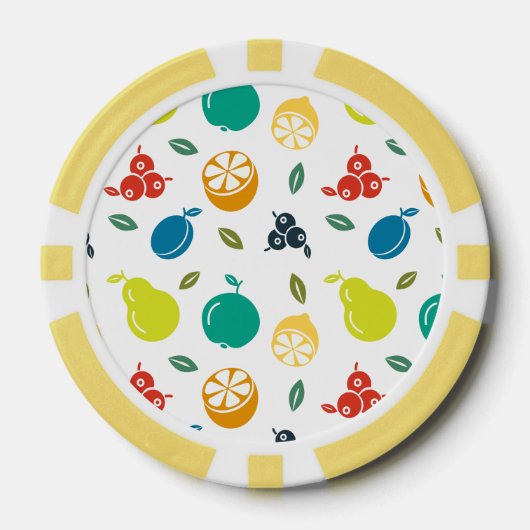 Fruchtmuster, Pflaume, Orange, Zitrone, Birne, Apf Pokerchips (Vorderseite)
